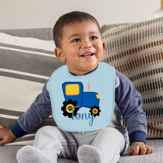 Personalised Bib for Boys - Tractor
