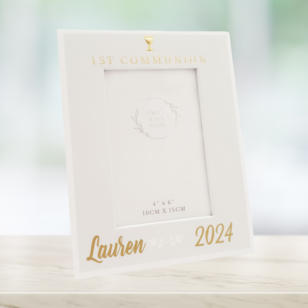 Personalised First Holy Communion Photo Frame & Illustrated Bible Gift Set