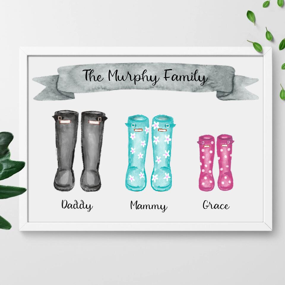Personalised Family Welly Print Personalised Kids Wellies
