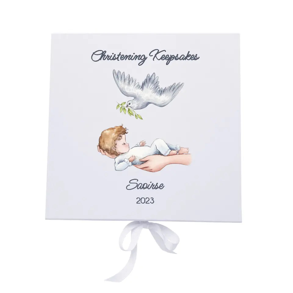 Personalised Christening Keepsake Box - Baby & Dove