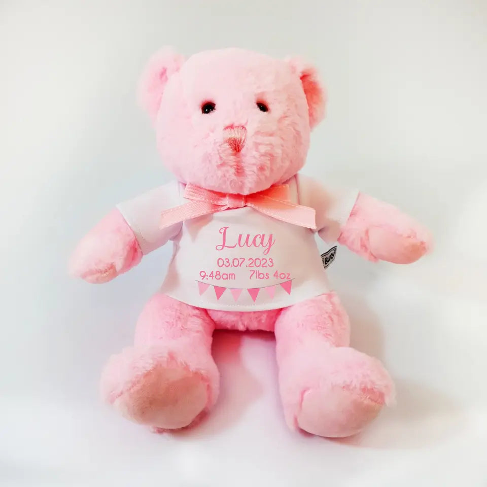 Personalised Teddy for Newborn Pink| Design Your Own Baby Gift