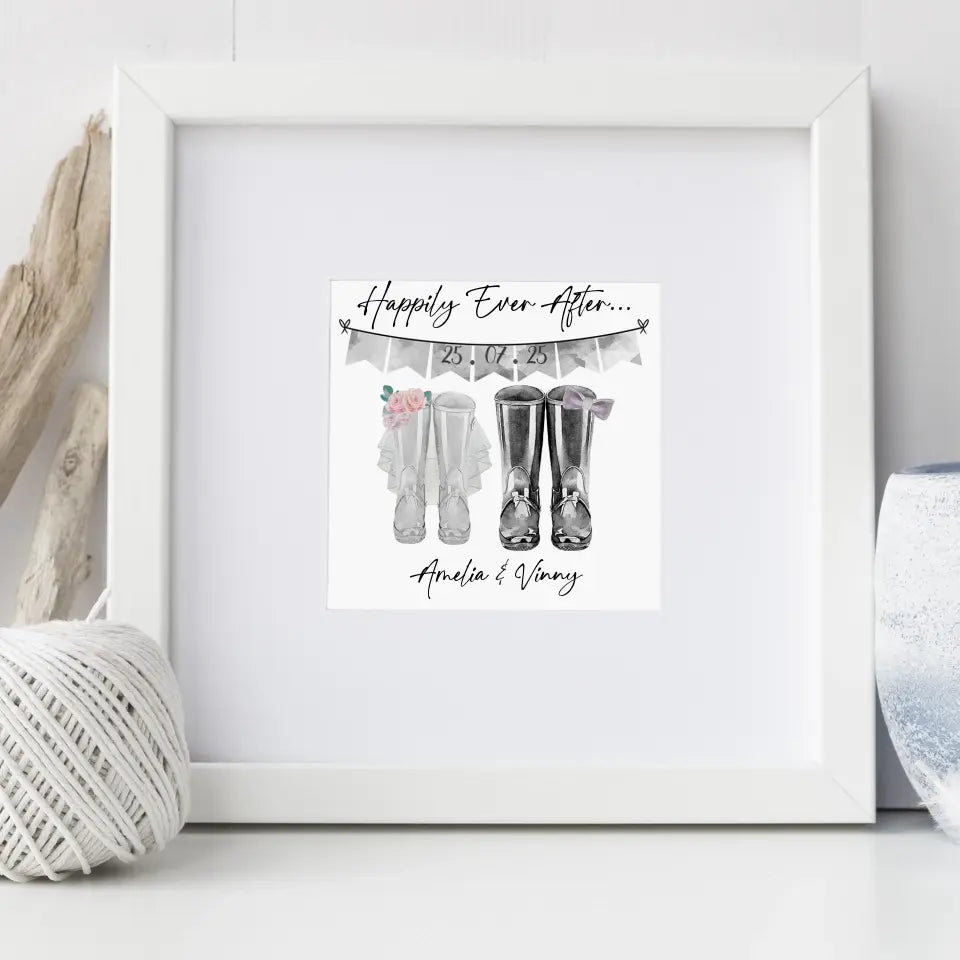 Personalised Wedding Frame Wellies Personalised Wedding Gifts