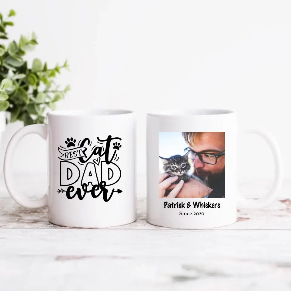 Personalised Mug for Cat Lovers - Best Cat Dad Ever - Upload Your Own Image