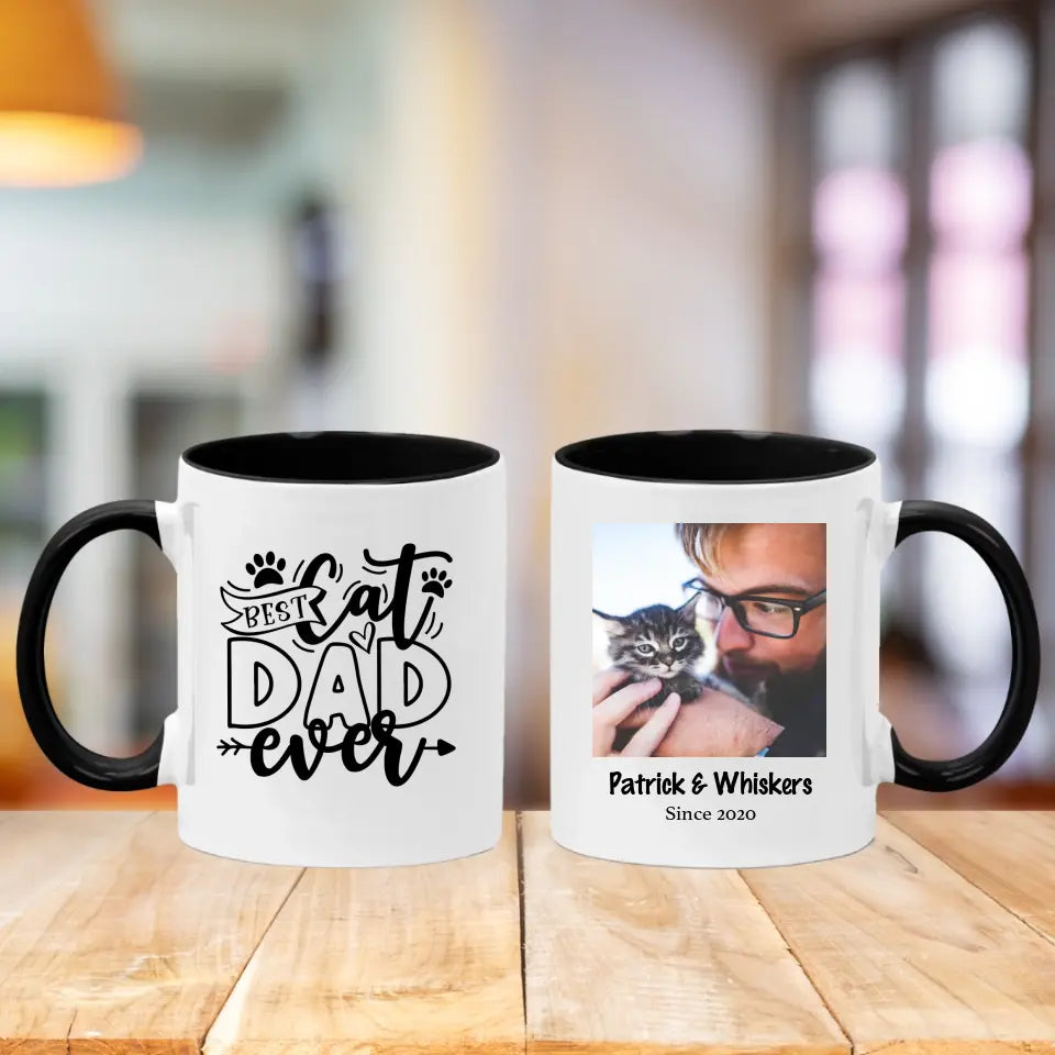 Personalised Mug for Cat Lovers Best Cat Dad Ever Upload Your