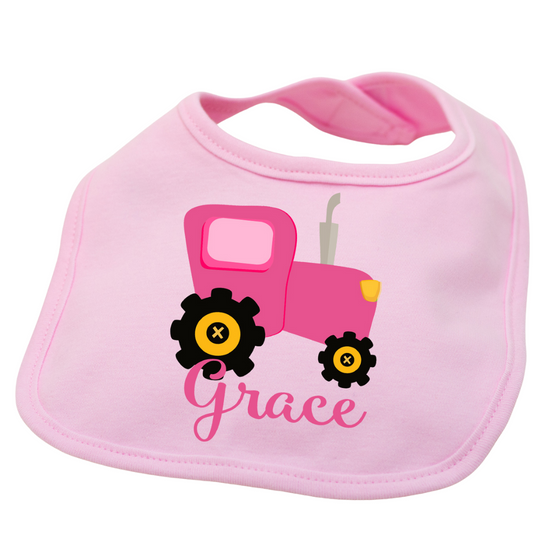 Personalised Bib for Girls - Tractor