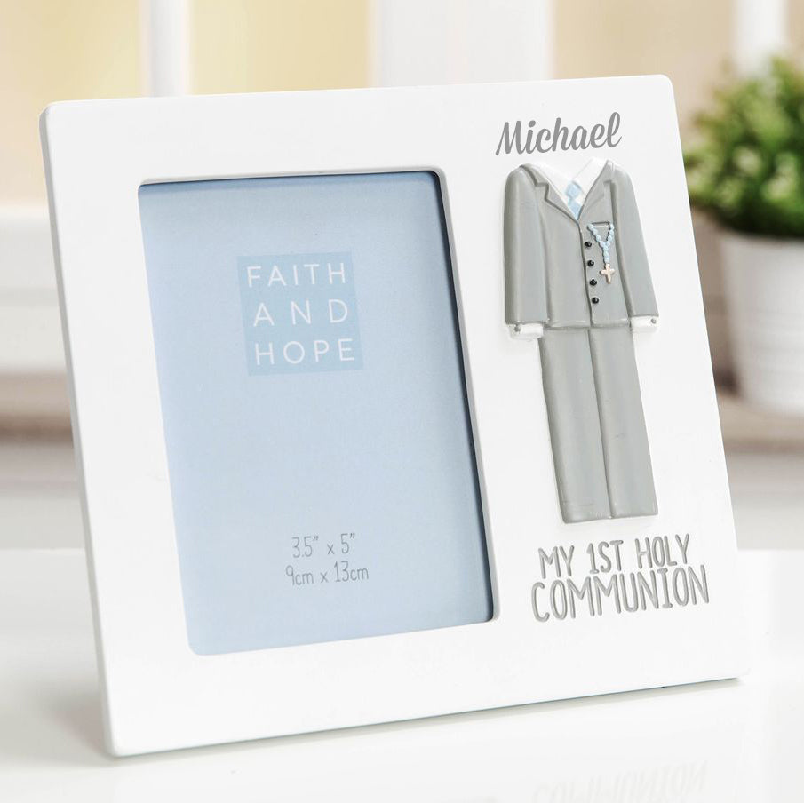 Personalised First Holy Communion Photo Frame & Silver Plated Communion Watch for Boys