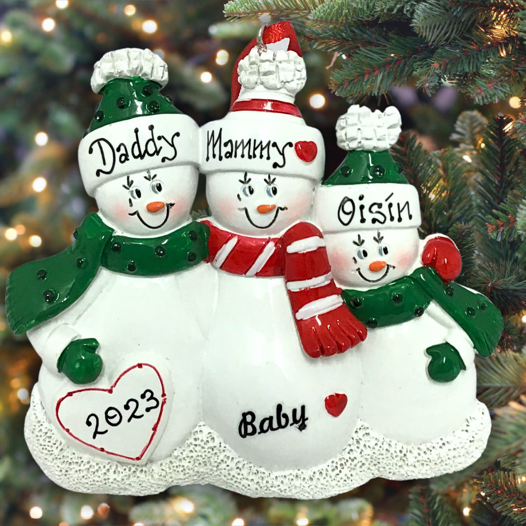 Family ornaments with pregnant hot sale mom