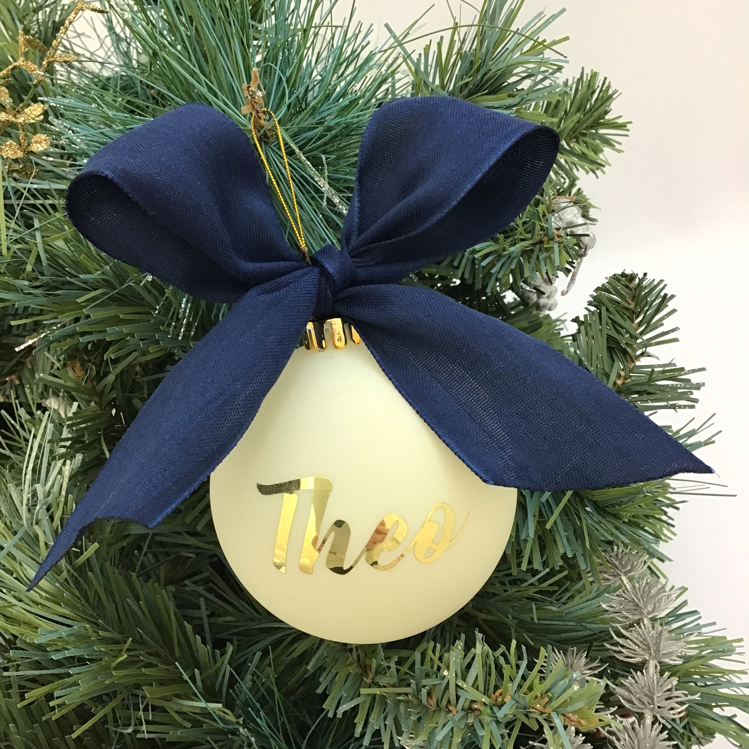 Personalised Navy Glam Bauble | Personalised Luxury Christmas Baubles ...