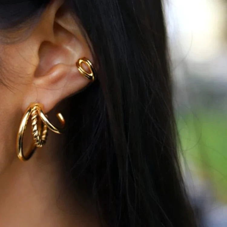 Triple Loop Stylish Earrings - Beautiful Gift