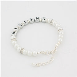 Glass Pearl - Personalised Christening Bracelet - WowWee.ie Personalised Gifts
