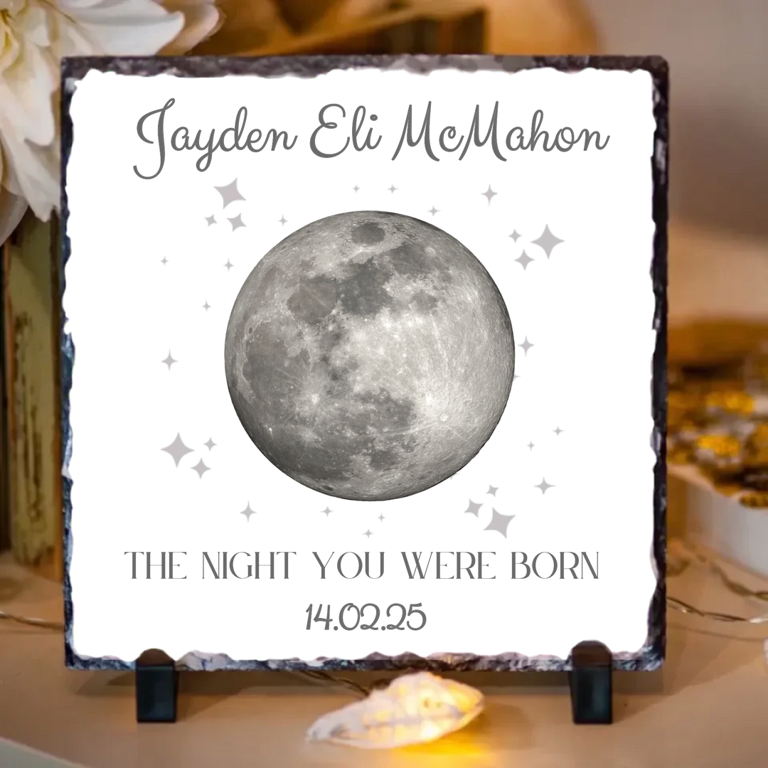 A Gift That’s Out of This World: Meet the Personalised Baby Slate – “Moon on the Night You Were Born”