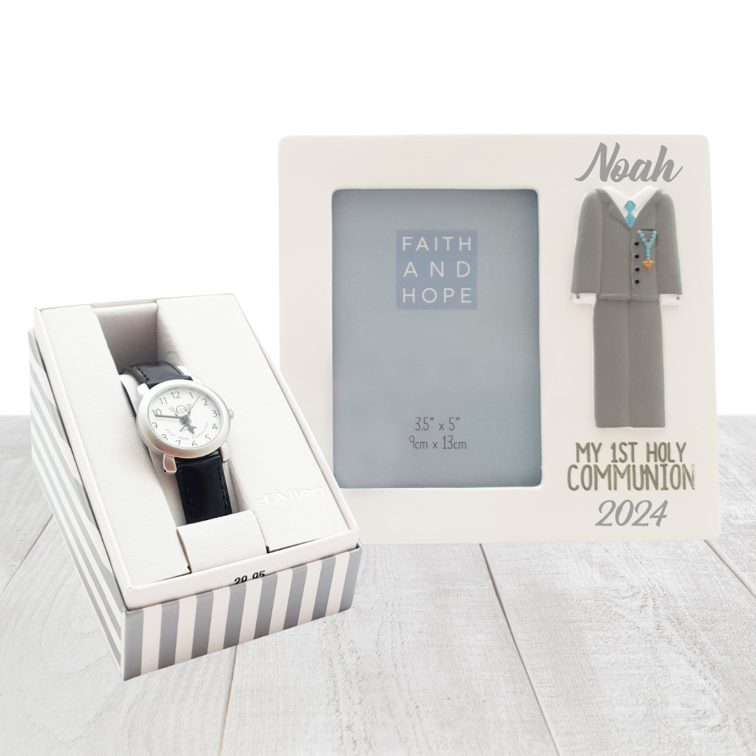 Celebrate a Special Moment with a Personalised First Holy Communion Photo Frame and Watch for Boys