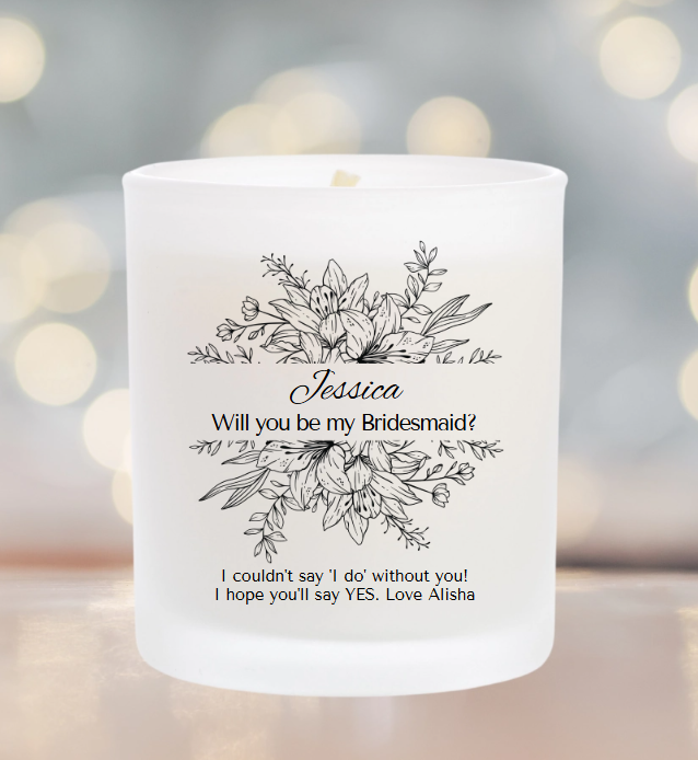A Heartfelt 'Will You Be My Bridesmaid?' Gift: Personalised Bridesmaid Candle