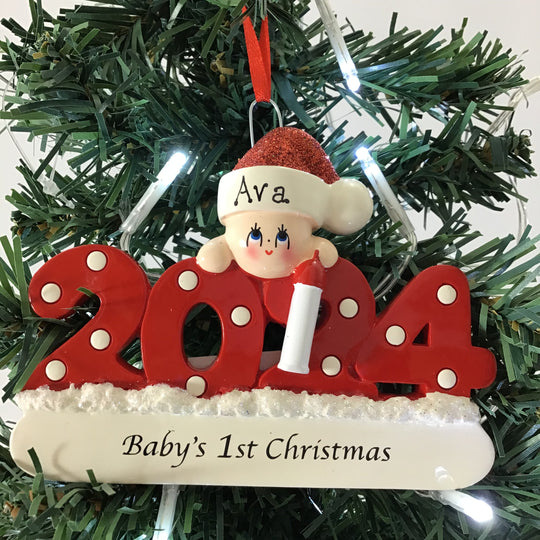 Personalised Baby's 1st Christmas Ornament - 2024 RED