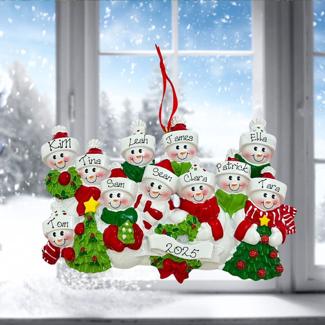 Personalised Christmas Ornament - Snow Family 11 People