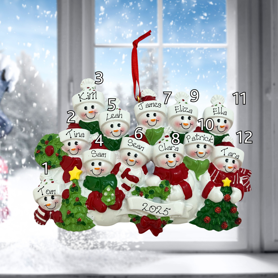 Personalised Christmas Ornament - Snow Family 12 People
