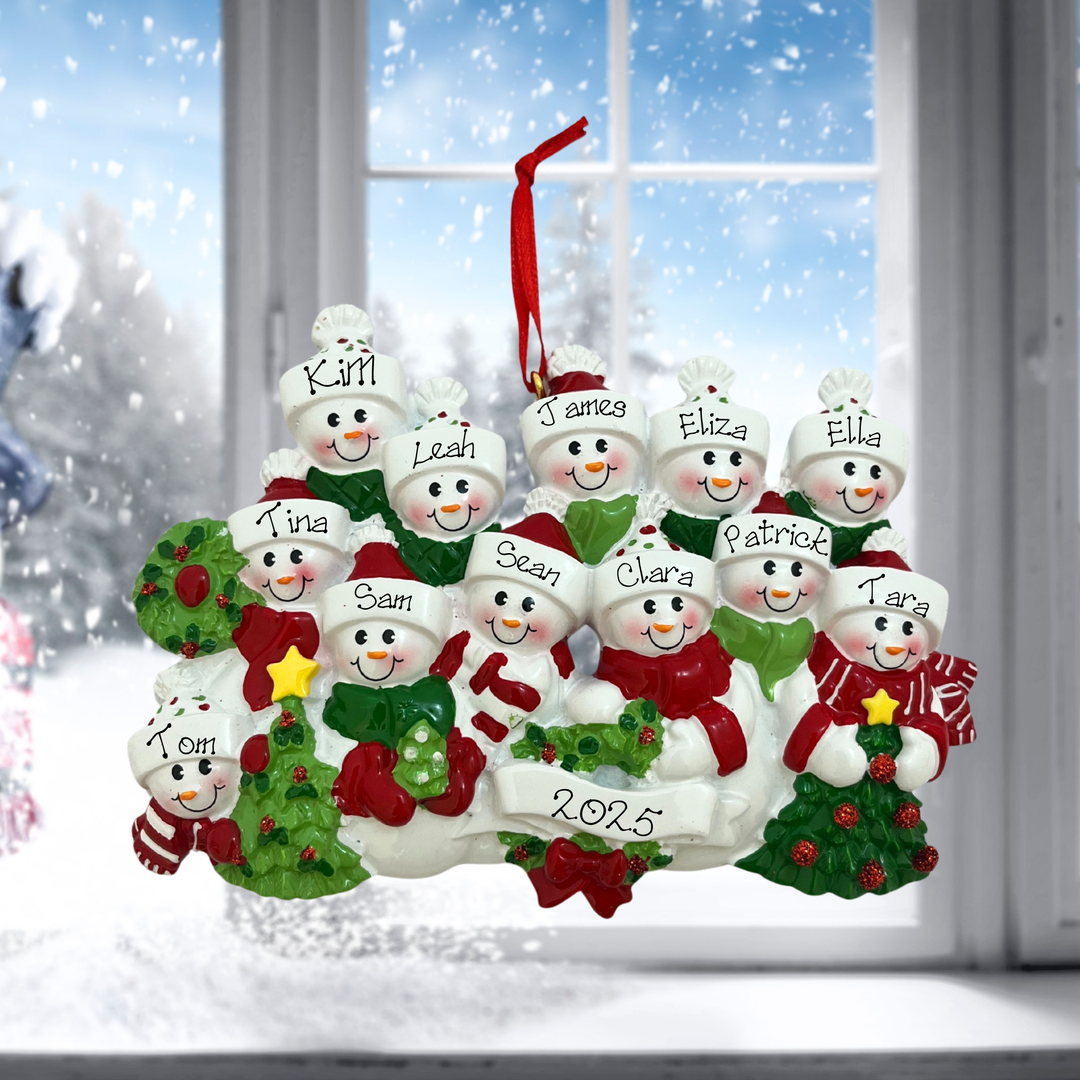 Personalised Christmas Ornament - Snow Family 12 People