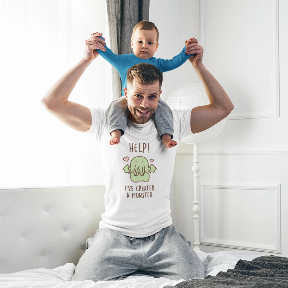 Personalised Daddy & Baby Onesie & T-Shirt Set - Little Monster - NEW