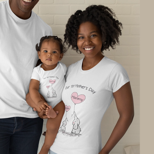 Personalised Mammy & Baby GIRL Onesie & T-Shirt Set - Our First Mother's Day - NEW