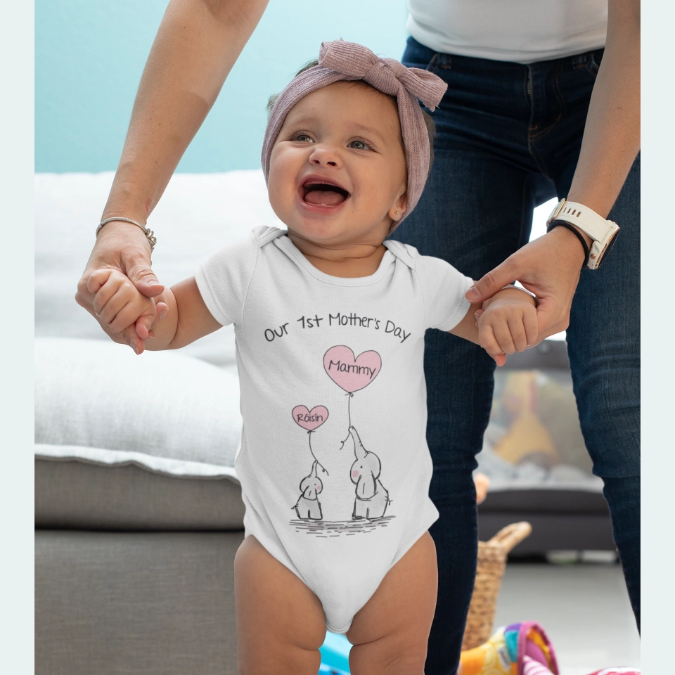 Personalised Mammy & Baby GIRL Onesie & T-Shirt Set - Our First Mother's Day - NEW