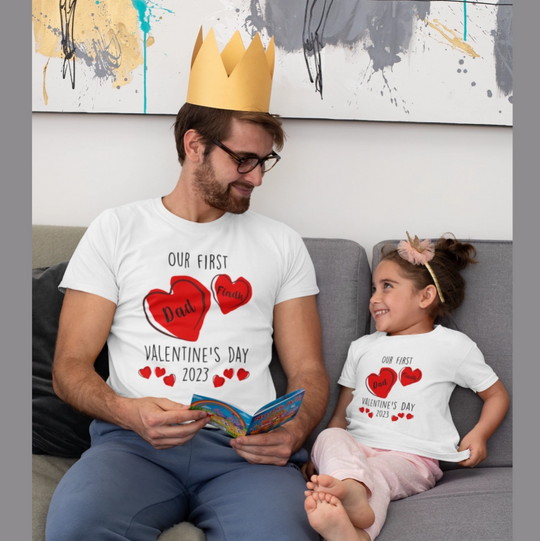 Personalised Parent and Child Valentine's Day T-shirt Set - NEW