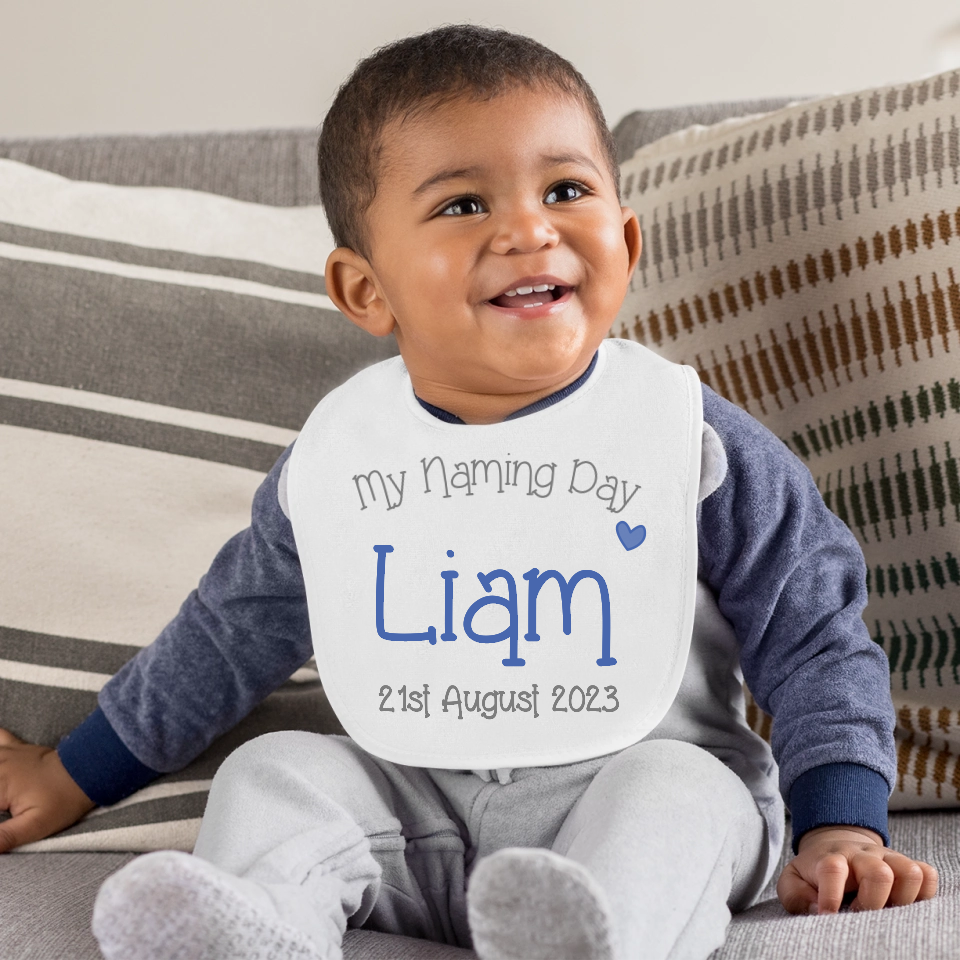 Personalised Naming Day Bib for Boys