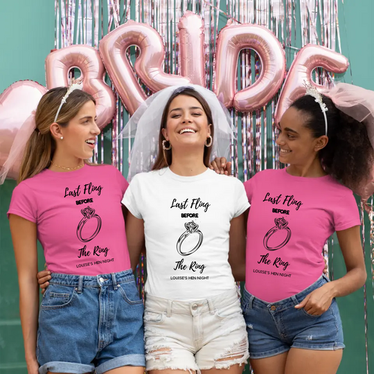 Personalised Hen Night T-Shirts - Last Fling Before the Ring