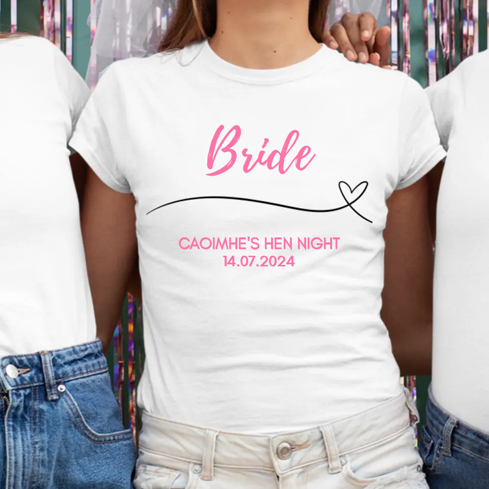Personalised Hen Night T-Shirts - Heart