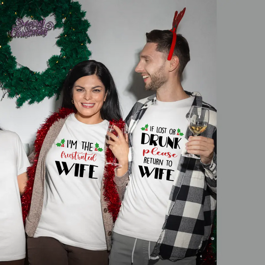 Personalised Christmas T-Shirts for Couples - If Lost or Drunk - Limited Stock Available!