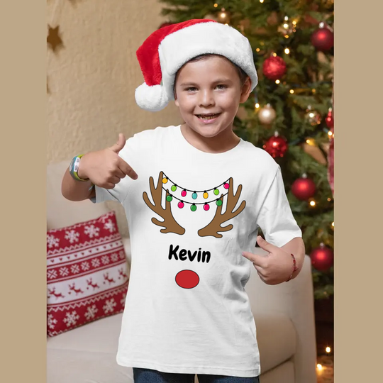 Personalised Christmas T-Shirt for Children - Rudolf the Red Nose Reindeer