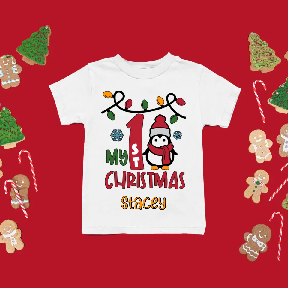 Personalised Christmas T-Shirt for Children - Christmas Penguin