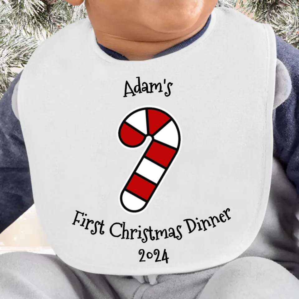 Personalised Baby Bib - My First Christmas Dinner - Design Your Own