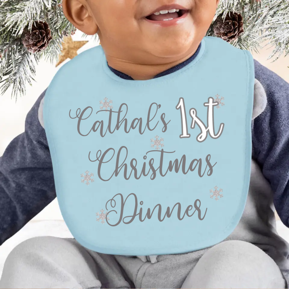 Personalised My First Christmas Bib for Boys - Christmas Dinner