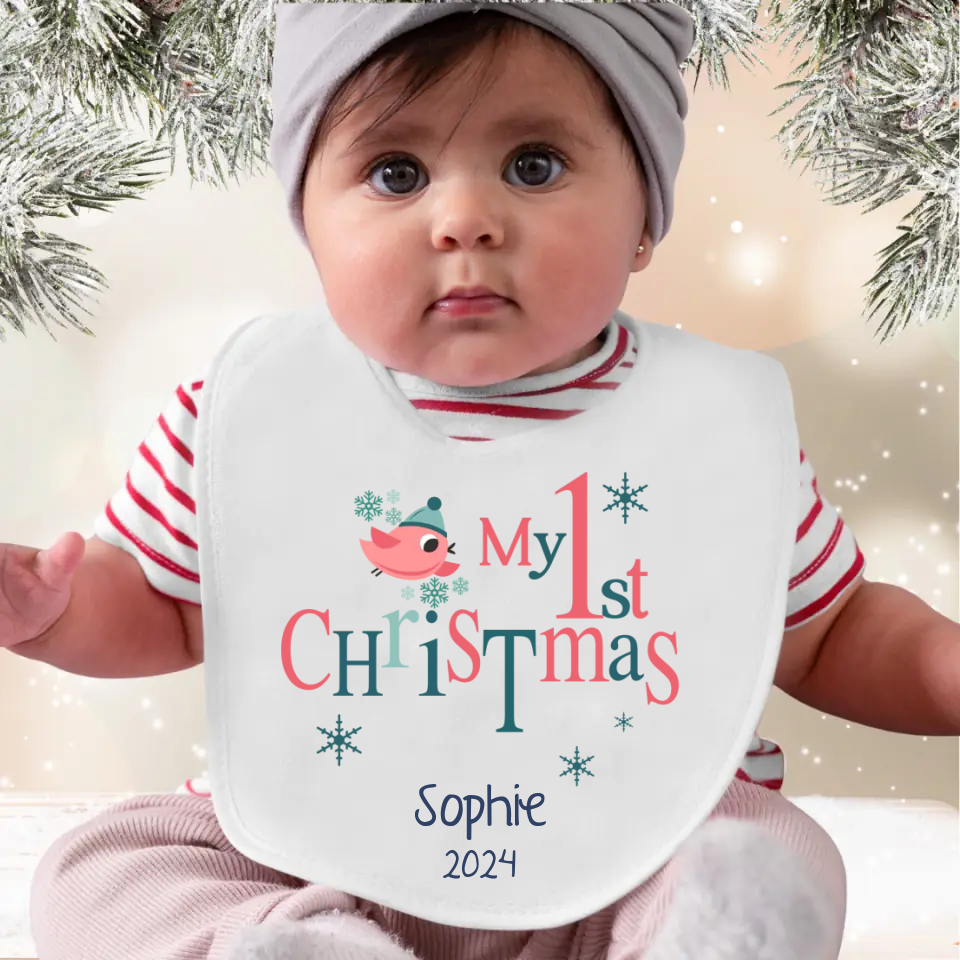 Personalised My First Christmas Bib - Tiny Bird