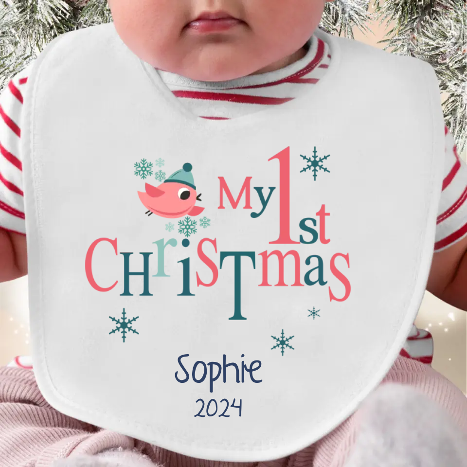 Personalised My First Christmas Bib - Tiny Bird