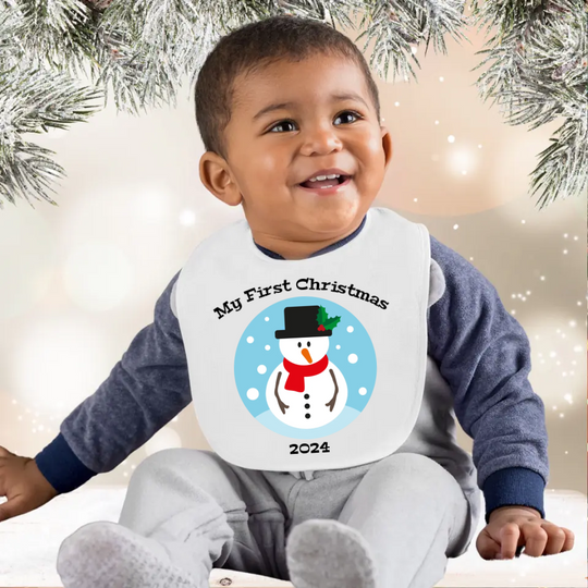 Baby's First Christmas Bib - Snowman