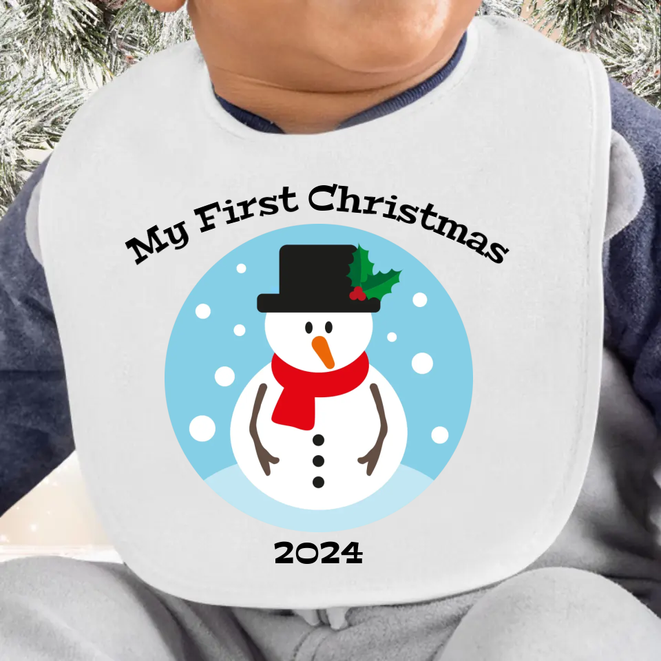 Baby's First Christmas Bib - Snowman