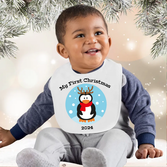 Baby's First Christmas Bib - Penguin