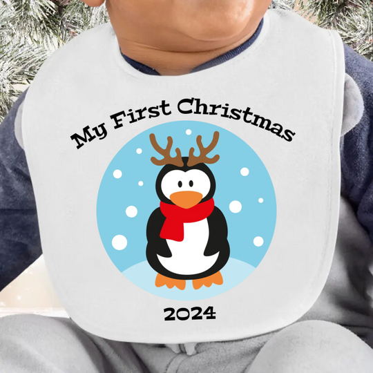 Baby's First Christmas Bib - Penguin