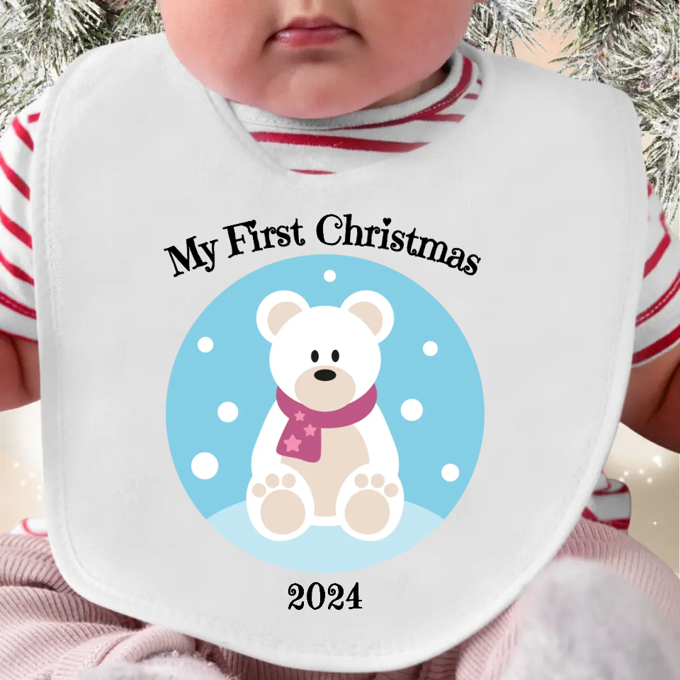 Baby's First Christmas Bib - Polar Bear