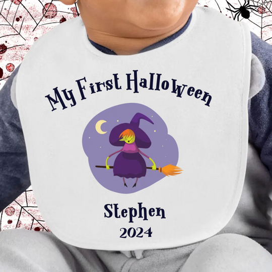 Personalised Baby Bib - My First Halloween - Spooky Characters