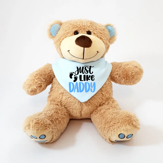 Personalised Baby Bib with Teddy Bear - Gender Reveal Boy