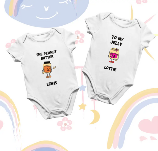 Personalised Twin Vests Set - Peanut Butter and Jelly