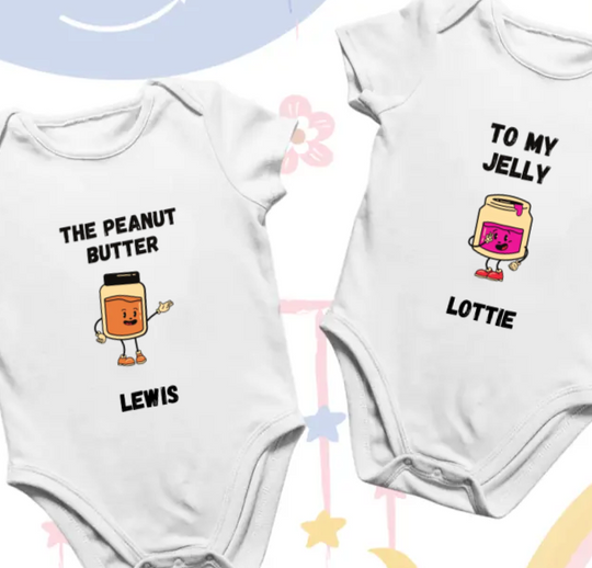 Personalised Twin Vests Set - Peanut Butter and Jelly