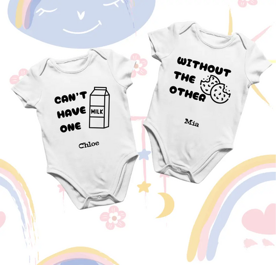 Personalised Twin Vests Set - Milk and Cookies