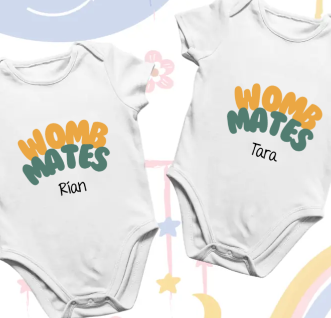 Personalised Twin Vests Set - Womb Mates