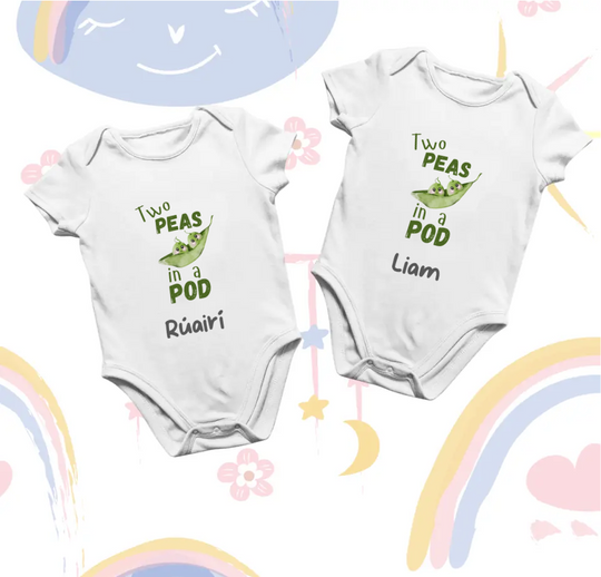 Personalised Twin Vests Set - Two Peas in a Pod