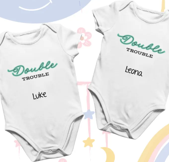 Personalised Twin Vests Set - Double Trouble