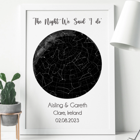 Personalised Star Map Framed Print - Night Sky from a Special Moment