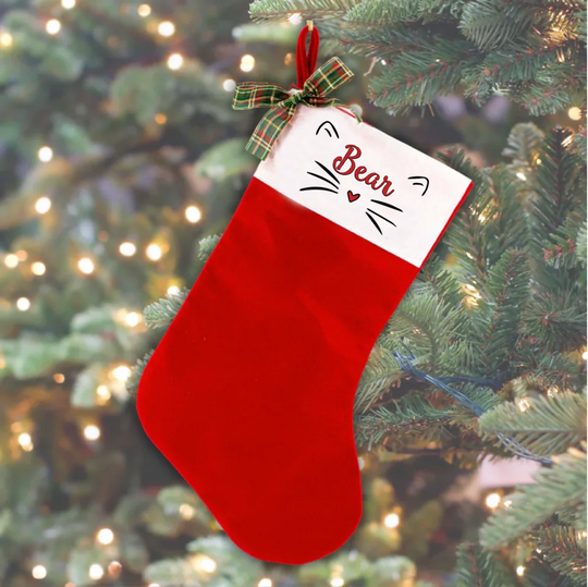 Personalised Christmas Stocking - Cat Face